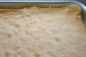 this is how lovely the swiss roll looked when it came out of the oven, I don't have the heart to show you it rolled