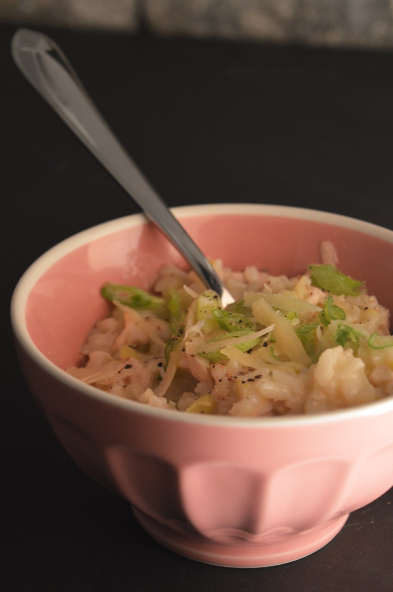 roast chicken and leek risotto