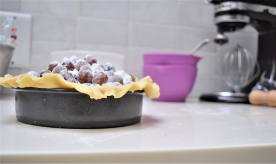 gooseberry and blackcurrant pie